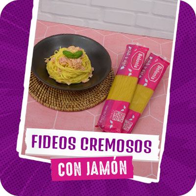 Fideos cremosos con jamón