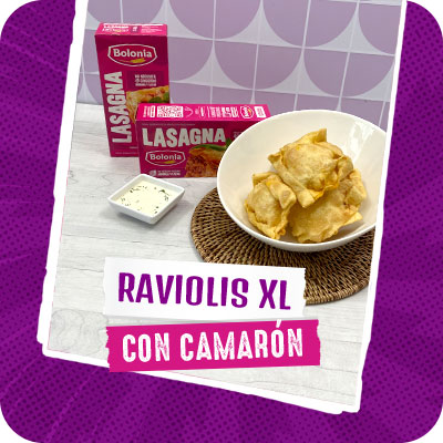 Raviolis XL con camarón