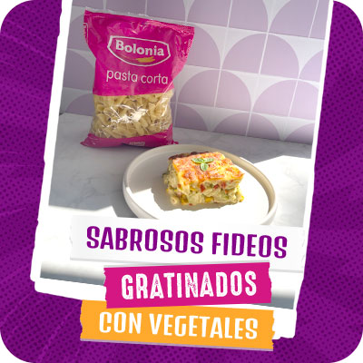 Sabrosos fideos gratinados con vegetales