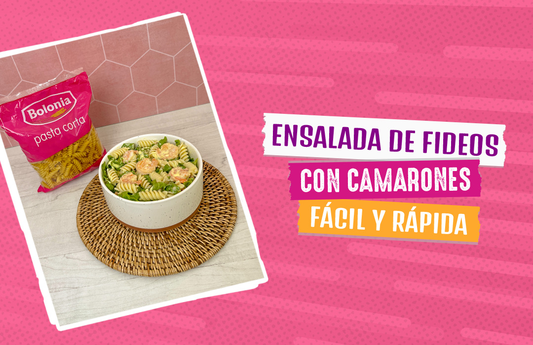 Ensalada de fideos con camarones fácil y rápida