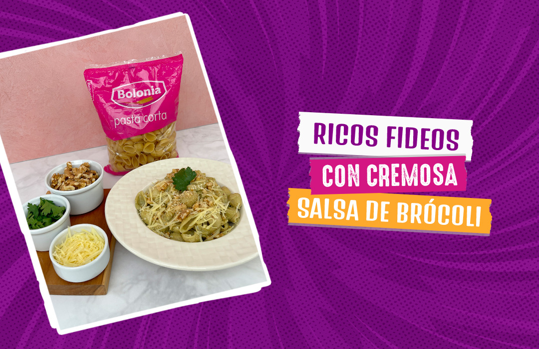 Ricos fideos con cremosa salsa de brócoli