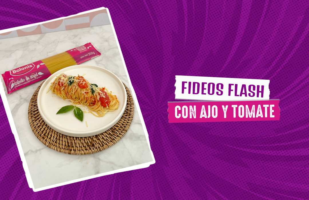 Fideos flash con ajo y tomate