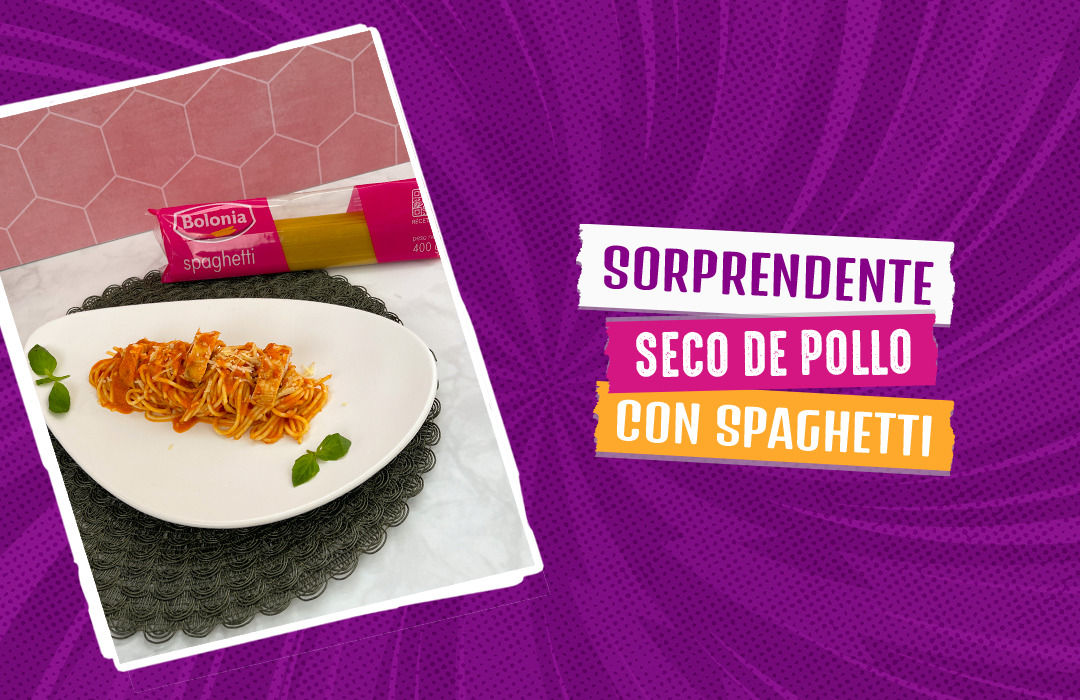 Sorprendente seco de pollo con spaghetti