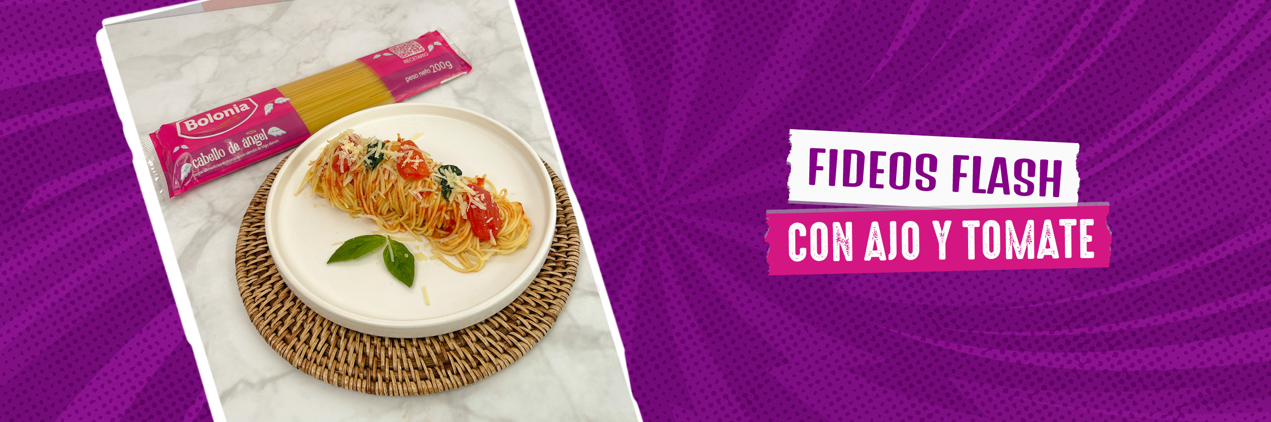 Fideos flash con ajo y tomate