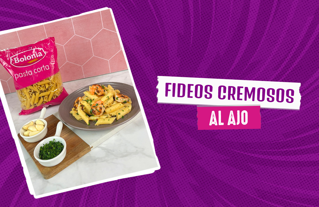 Fideos cremosos al ajo