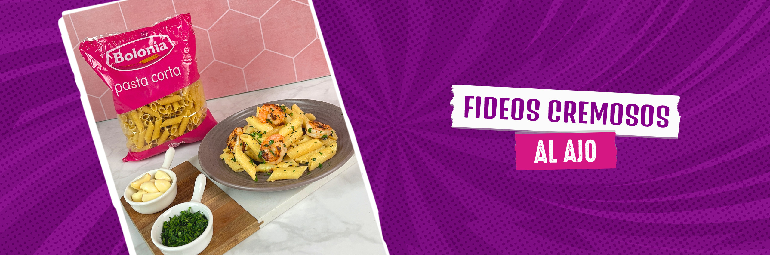 Fideos cremosos al ajo