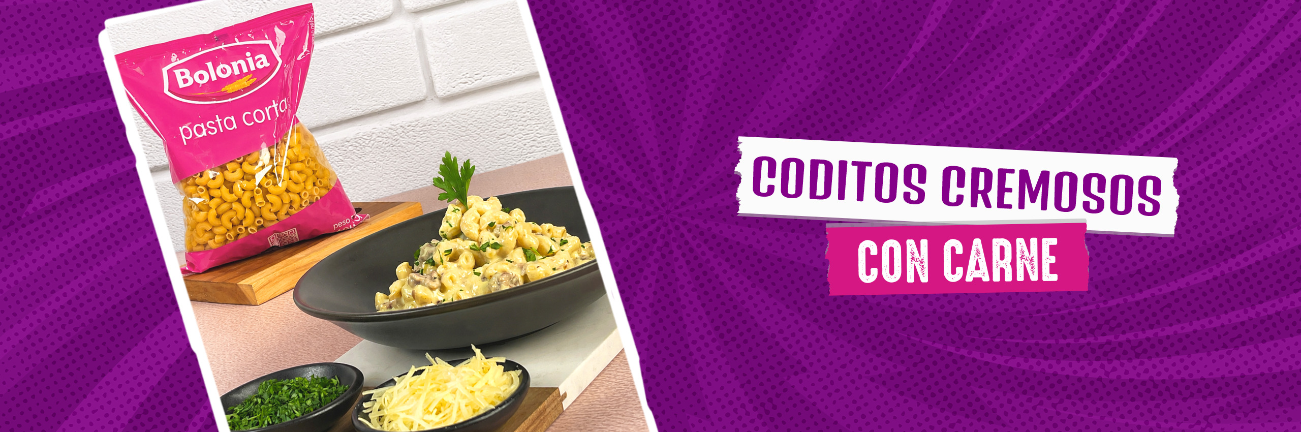 Coditos cremosos con carne