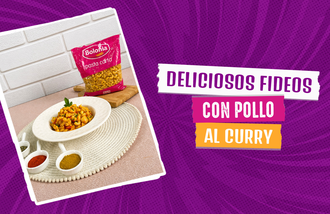 Deliciosos fideos con pollo al curry