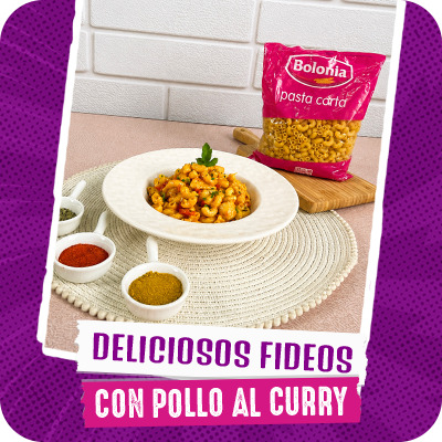 Deliciosos fideos con pollo al curry