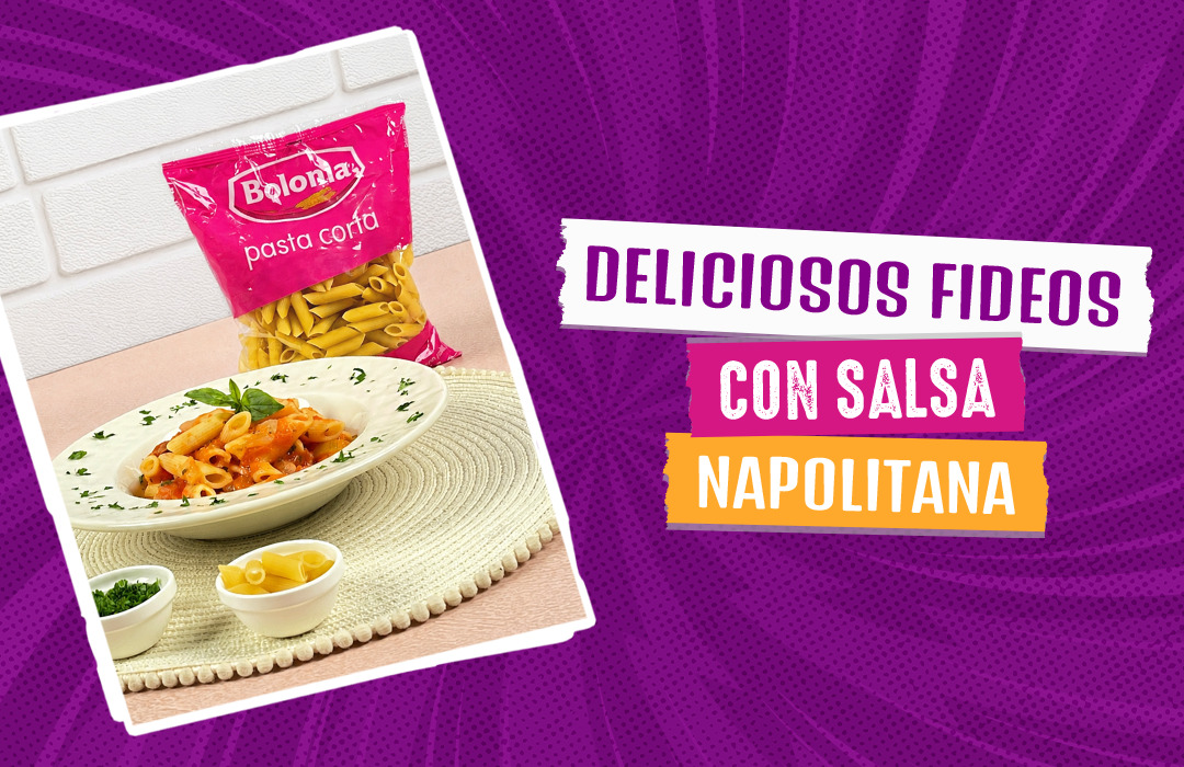 Deliciosos fideos con salsa napolitana
