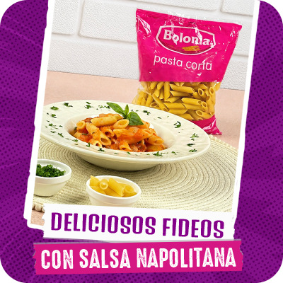 Deliciosos fideos con salsa napolitana