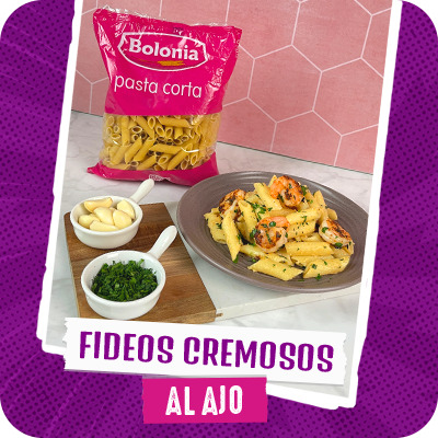 Fideos cremosos al ajo