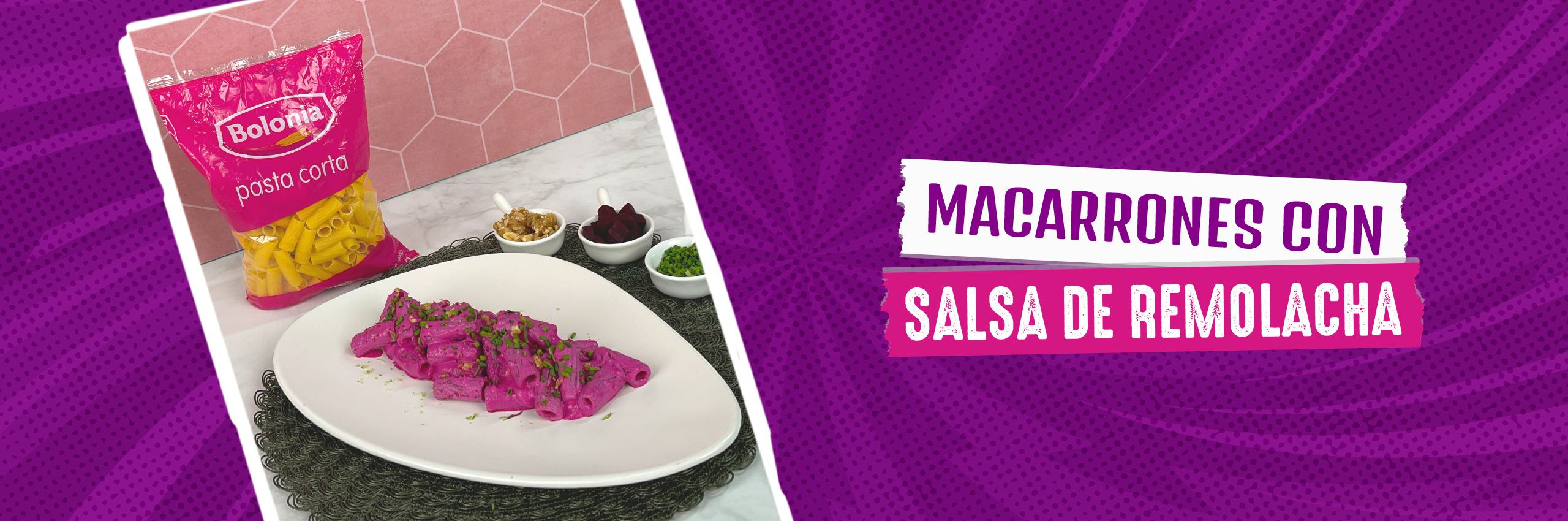 Macarrones con salsa de remolacha