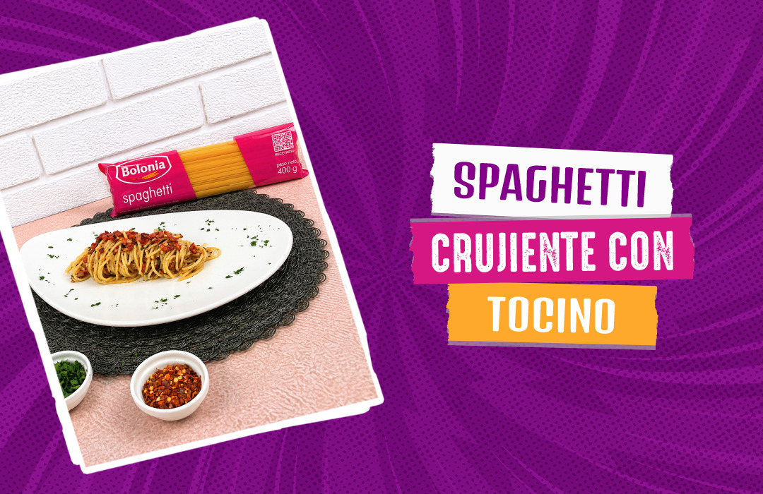 Spaghetti crujiente con tocino