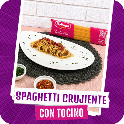 Spaghetti crujiente con tocino